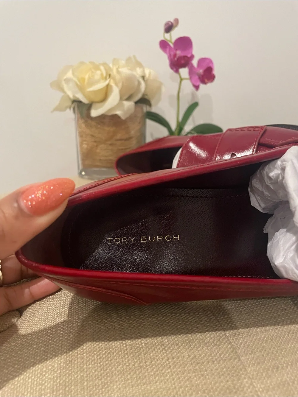 Tory Burch Chelsea Red Penny Loafers - Size 8 - Picture 11 of 16
